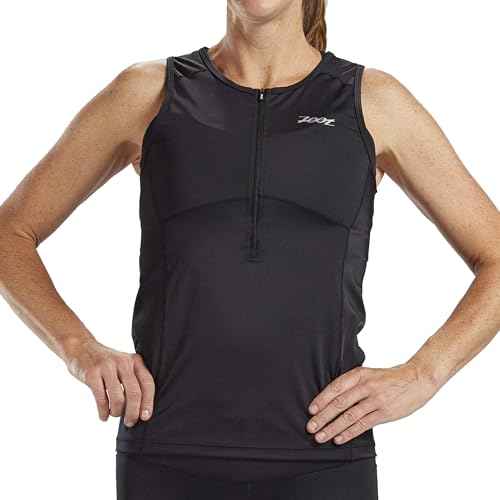 Zoot Women's Core Tri Tank, Performance Triathlon Race Tank Top, UPF 50+ Fabric, Rear Pockets, Mesh Panels, & Cam Lock Zipper