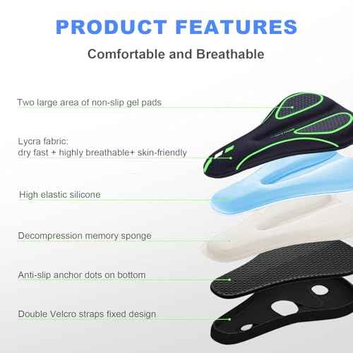 Bike Seat Cushion - Bike Seat Cover for Men & Women Comfort, Bike Cushion for Narrow Bike Seat, BMX, MTB & Road, Bicycle Seat Cushion Fit for Peloton, Spin and Stationary Bike, Indoor Outdoor Cycling