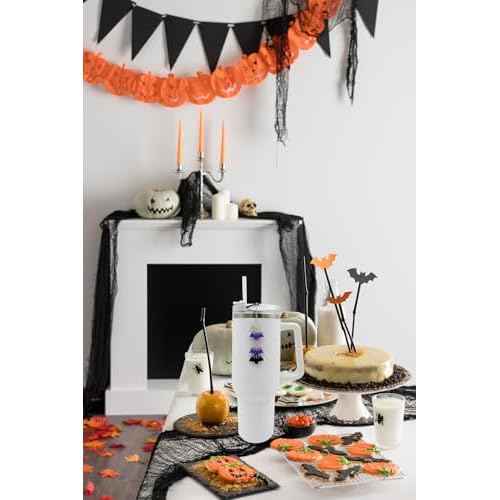 Halloween Stanley Cup Decoration ? Bat Cup Charm for Stanley 30oz 40oz, Bat Straw Supplies, Purple Water Bottle Accessories