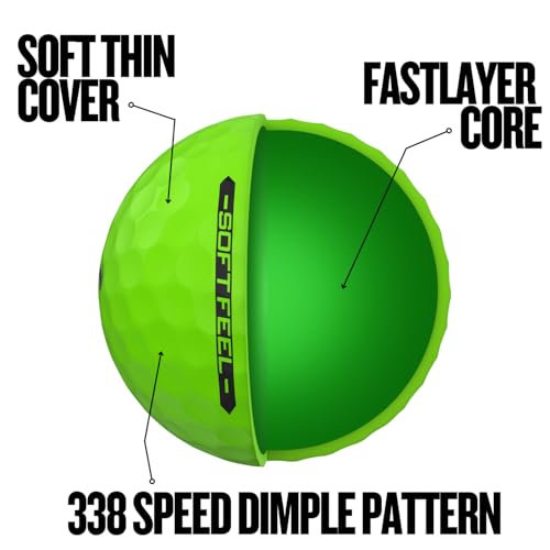 Srixon Soft Feel Golf Balls - Brite Green 14 Pack - Responsive, Long Distance, Low Compression