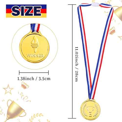 Caydo Gold Medals for Kids Medals for Awards Plastic Winner Award Medals for Kids(24PCS/100PCS)