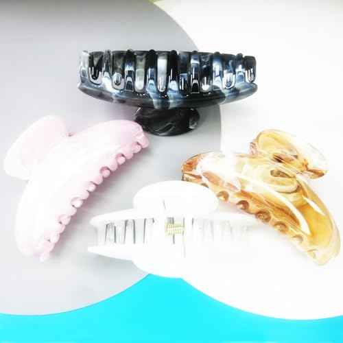 Marble Claw Clips Medium Cellulose Acetate Normal Hair Claw Clips Women Girls Tortoise Thin Fine Hair Clips Resin French Barrettes Curly Straight Hair Basic Acrylic Side Clip Hair Accessories