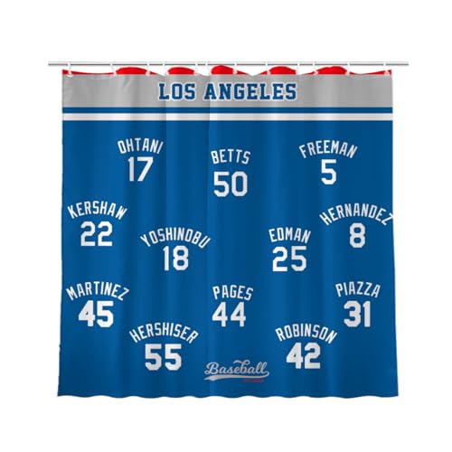 AARONIE Dodger Shower Curtains for Bathroom Decor, Los Angeles Shower Curtain with 12 Hooks, for Dodger Wall Art Decor, Dodger Gift for Man, 72"¡¿72"