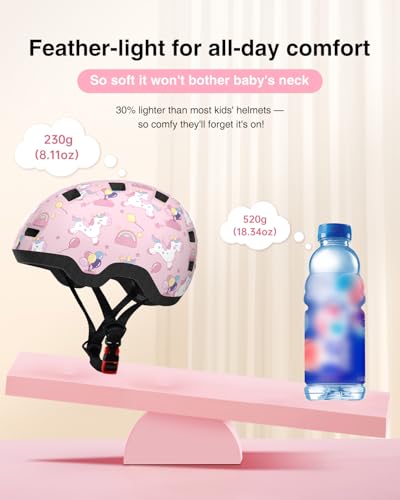 Toddler Bike Helmet with Adjustable Dial Fit - Unicorn2, Small 2-6 Years, 18.9-21.3 Inches
