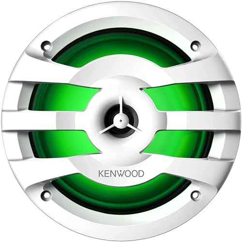 Kenwood KFC-1673MRWL 6-1/2" 2-Way Marine Speakers with Grilles (Pair) | Built-in LED Lights (White)