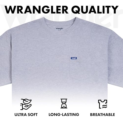 Wrangler Big and Tall Men's Cotton T-Shirts 2 Pack with Chest Pocket - X-Large Tall Black and Grey