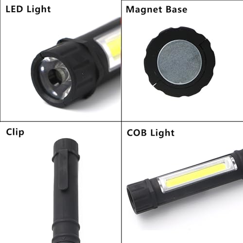 Black 3-Pack LED Magnetic Worklights Portable COB Inspection Lamps