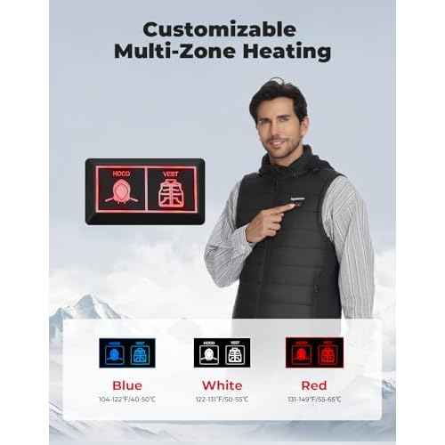KEMIMOTO Lightweight Heated Vest for Men with Battery, Heated Rechargeable Hunting Vest, Gift for Men Winter