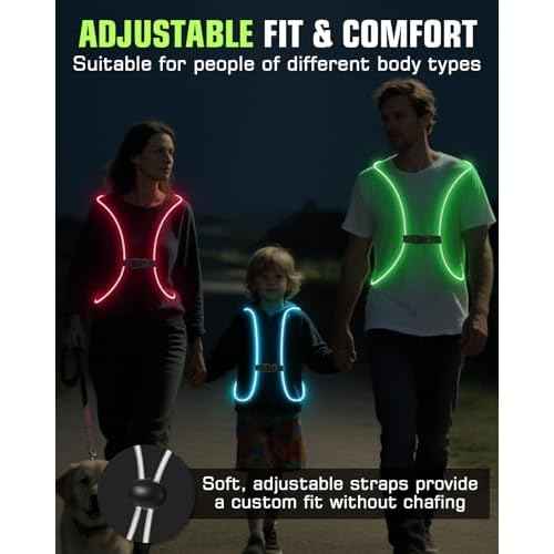 Zacro Reflective Running Vest 11 Light Modes 360¡ÆHigh Visibility Light up Running Vest for Cycling, Dog Walking, Rechargeable & Adjustable Illuminated Night Safety Reflective Gear Women & Men
