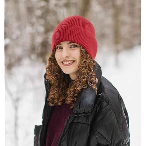 ZOORON 1&2 Unisex Thick Knitted Beanie for Men Women Cuffed Plain Hat Winter Slouchy Ski Beanies