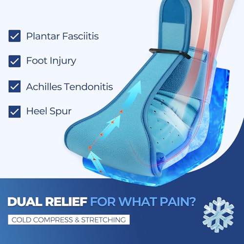 Plantar Fasciitis Relief Night Splint, Foot Ice Pack Wrap Plantar Fasciitis Brace for Men Women,Ankle Ice Pack for Achilles Tendonitis Heel Spur Foot Pain Large)