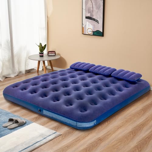 DIMAR GARDEN King Size Camping Air Mattress with Pillow & Hand Pump - Inflatable Bed