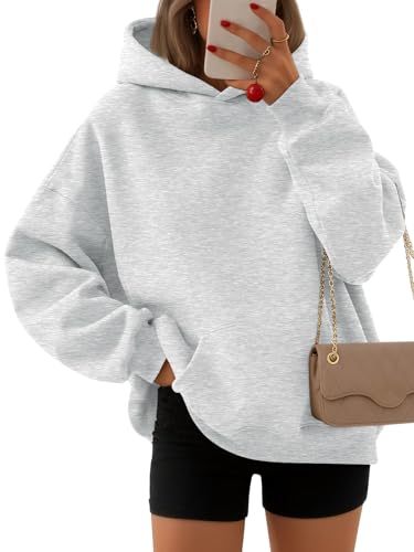 EFAN Women's Oversized Grey Fleece Hoodie Sweatshirt Medium