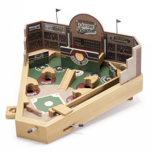 Old Time Baseball Pinball Game - Wooden Tabletop Arcade for Kids & Adults
