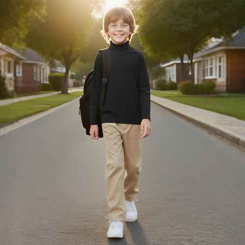 QBK Boys Turtleneck Long Sleeve Thermal Turtle Neck Sweater for Kids 4T-16 Years Soft Warm Under Shirts
