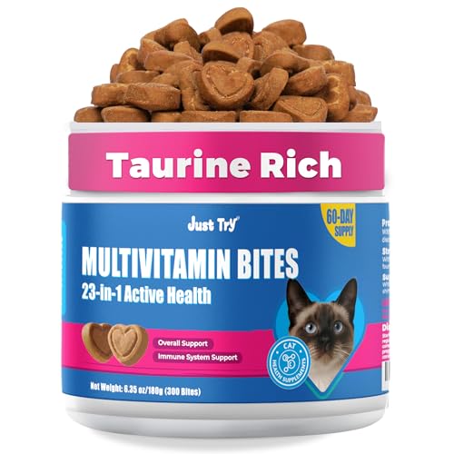 Just Try 23 in 1 Taurine Cat Treats - Multivitamin for Indoor & Senior Cats 6.35 oz