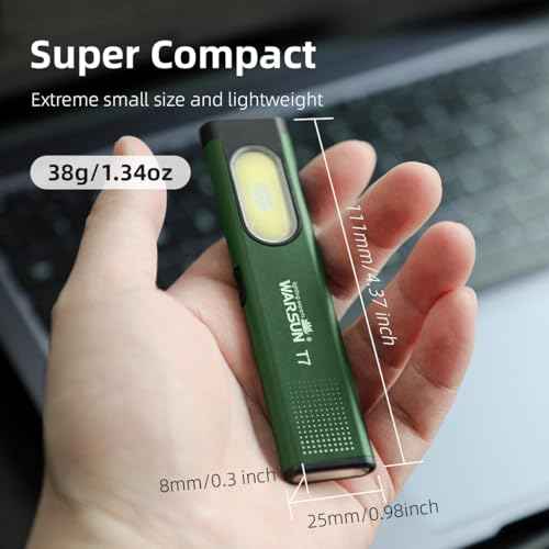 WARSUN Compact Multi-Mode Pocket LED Flashlight - 675LM, USB-C Rechargeable, IPX4, Dual Material, Red/Blue Strobe, for Everyday Carry & Travel