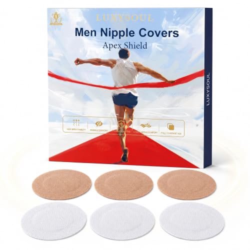 LUXYSOUL Beige Men's Nipple Covers 100 Pcs - No Show, Long Lasting for Running & Gym