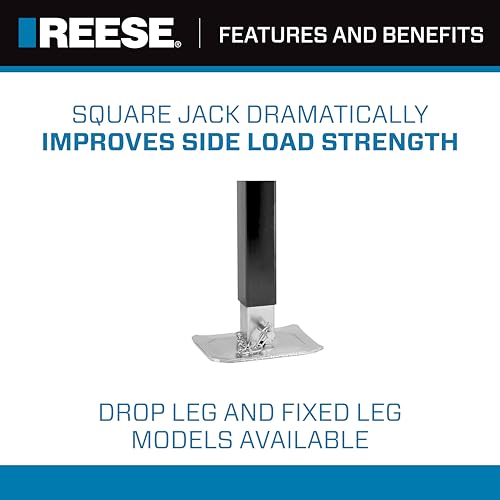 Reese 1400800383 Square Trailer Jack, No Mount, 8,000 lbs. Support Capacity, Topwind, Weld-On, 15 Inch Travel