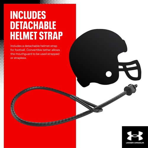 Under Armour Adult Red Custom Fit Sports Mouth Guard with Detachable Helmet Strap