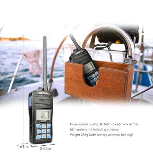 Retevis RT55 Handheld Marine Radio,Marine Two-Way Radios with 1200mAh Battery, USB Charger,Floating IP67 Waterproof,NOAA Weather Alert,International Channels,Ship to Shore Radio for Boats Kayak(1pack)