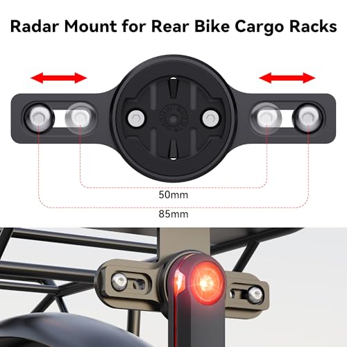 DDJ Bike Cargo Rack Mount, Compatible with Garmin Varia RTL515, RTL510, RVR315, Magene L508, for (60-85mm) 2.36-3.34 Inch Bicycle Rear Racks, Made of Durable Steel and ABS, with Installation Tools