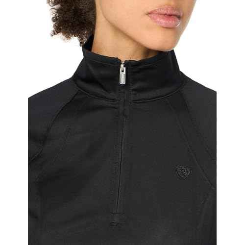 Ariat Women's Sunstopper 3.0 1/4 Zip Baselayer, Black, Medium