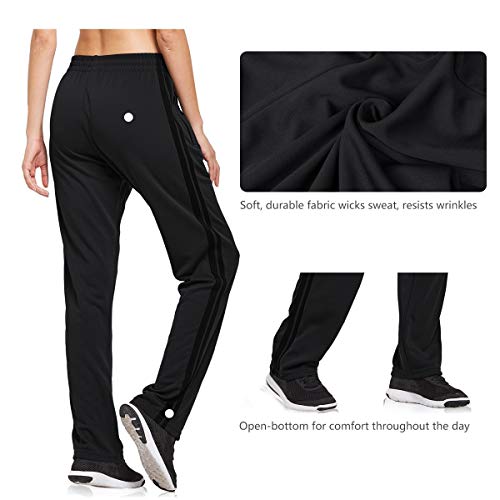 Baleaf Women's Athletic Jogging Sweatpants with Zipper Pockets - Large Black