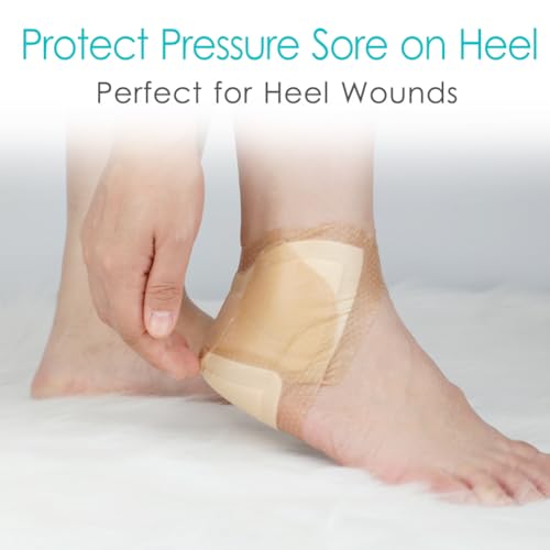 Heel Silicone Foam Wound Dressing 8x8 Inch for Heel Ulcers & Pressure Sores - Pack of 1, Large
