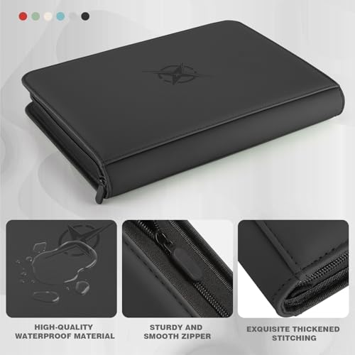 Trading Card Binder 9-Pocket Holds 540 Cards with Zipper - Black
