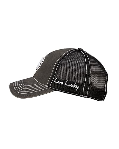 Black Clover Unisex Two Tone Vintage Mesh Sides Snapback Golf Trucker Hat - White Clover Patch