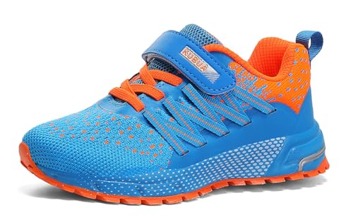 Kids Sneakers Lightweight Boys Girls Tennis Shoes - 13 Little Kid, Blue & Orange
