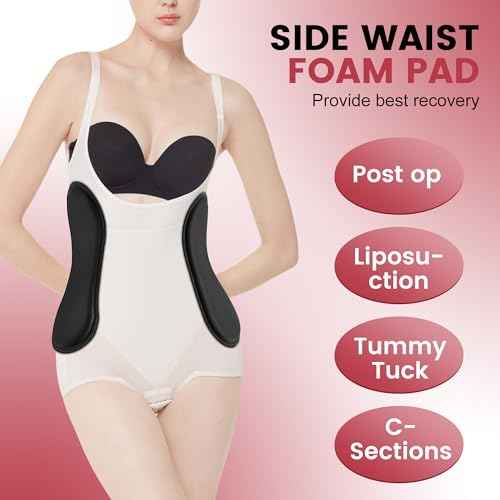 Wehhbtye 2Pcs Post Surgery Lipo Foams, Abdominal Side Compression Board, 11.8'' x 5.5'' Black Lipo Foam Lateral Protector for Post Surgery Recovery Waist Filling Skin Anti-Sagging