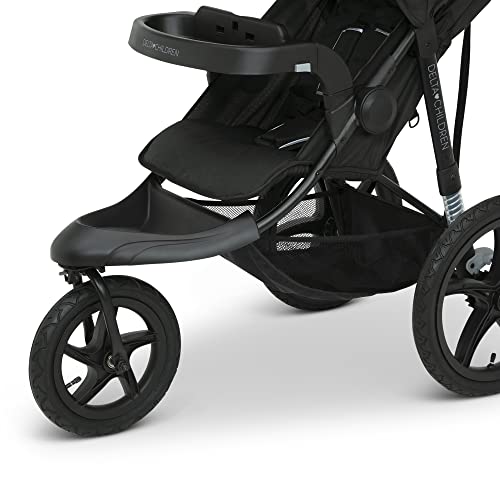 Delta Children Apollo Jogging Stroller - Shock Absorbing Frame with Large Canopy & Recline - Car Seat Compatible, Black