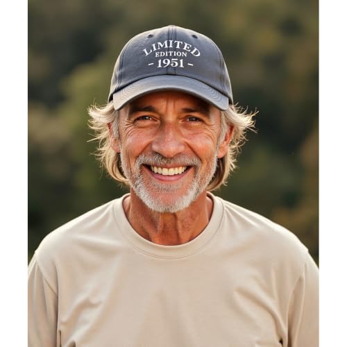 75th Birthday Gift Baseball Cap - Washed Cotton Embroidered Adjustable Grey A