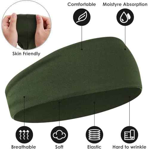 Workout Headbands for Men, 6 Pack Mens Running Headband Stretchy Sweatband Sports Headband