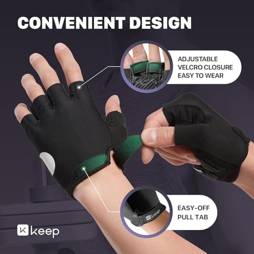 KEEP Black Large Breathable Workout Gloves for Men & Women - Non-Slip Gym Gloves for Weight Lifting & Fitness