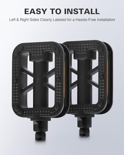 9/16 Inch Bike Pedals with Reflectors Waterproof Bicycle Pedals for Mountain Road & Electric Bikes