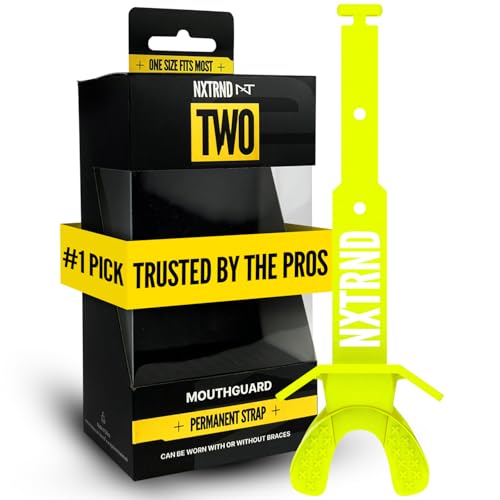 Nxtrnd Neon Yellow Football Mouth Guard with Permanent Strap for Adults & Youth
