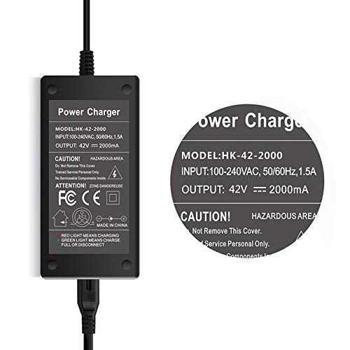 EVAPLUS 42V 2A Fast Charger with 3-Prong 0.31" Plug | for 36V Lithium Batteries- Compatible with Pocket Mod, Sports Mod, Electric Scooters