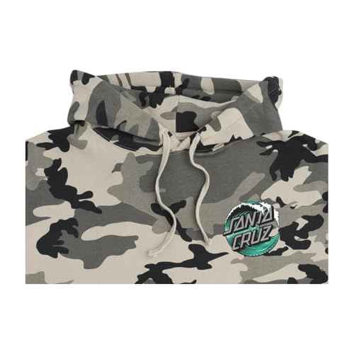 Wave Dot Hooded Pullover Heavyweight Fleece Sweatshirt