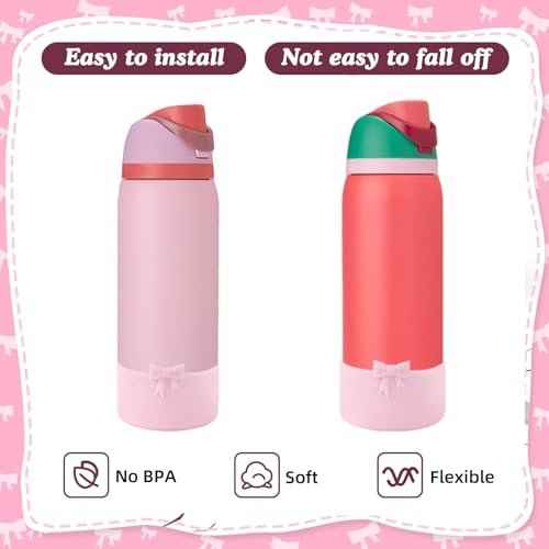 8.5CM Bow Silicone Anti-Slip Boot for Owala 32oz Water Bottle,FreeSip/Twist/Flip Stainless Steel Water Bottle, Protective Sleeve Bottom Cover Accessory