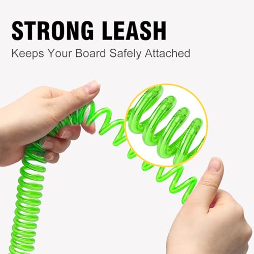 Green 11FT Coiled SUP Paddleboard Leash for Water Sports
