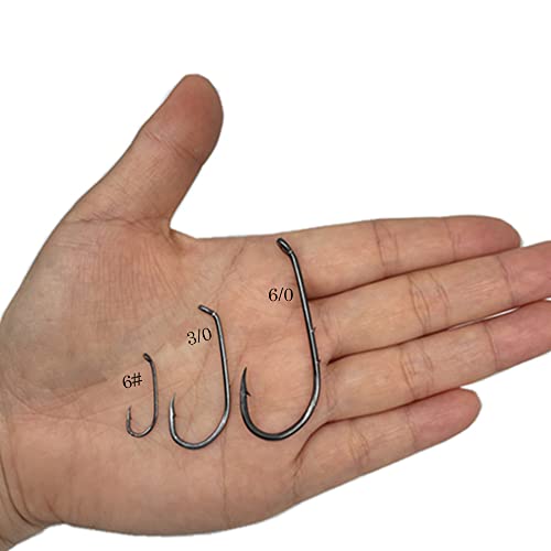100pcs Barbed Fishing Hooks - Sharp Offset Shank Down Eye Tackle