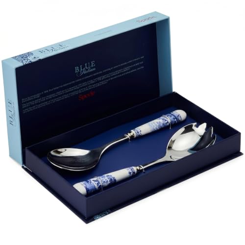 25cm Blue & White Salad Servers Set - Blue Italian Pattern, Portmeirion