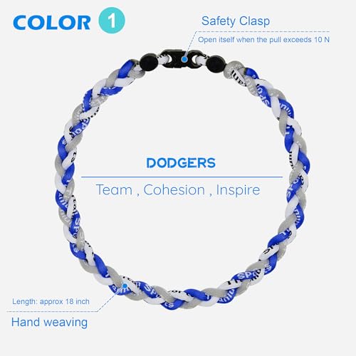 3 pcs Baseball Rope Necklaces, League Team Colors Braided Necklace, Baseball Team Gifts