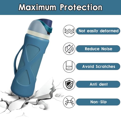 Denim Silicone Boot with Handle for Owala 24 oz Water Bottle - Compatible & Protective
