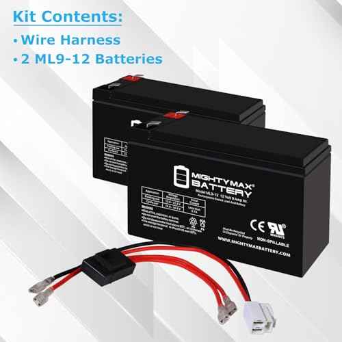 Mighty Max Battery Extended Range Drop in Replacement for 12v Razor Scooter Ride on Toy 9ah Battery kit and Harness