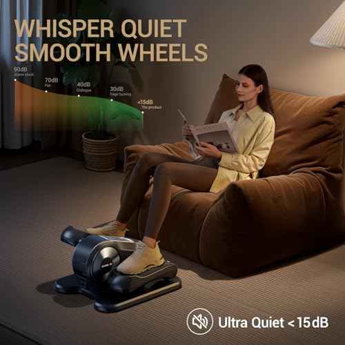 Under Desk Elliptical Machine, Electric Seated Pedal Exerciser, Mini Elliptical Leg Exerciser with Remoter, 12 Level Speeds, Forward & Reverse Direction, Manual & Auto Mode for Home Office