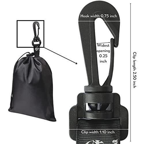 Travel Pouch Set of 5 Black 10 x 15 Inch Drawstring Bags with Clip